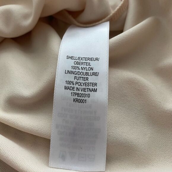 Adrianna Papell Beige Lace Top M | Romantic 3/4 Sleeve Overlay | Elegant Zip Bac - Picture 8 of 9